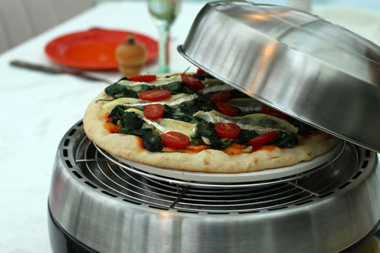 BBQ pizza with brie and spinach