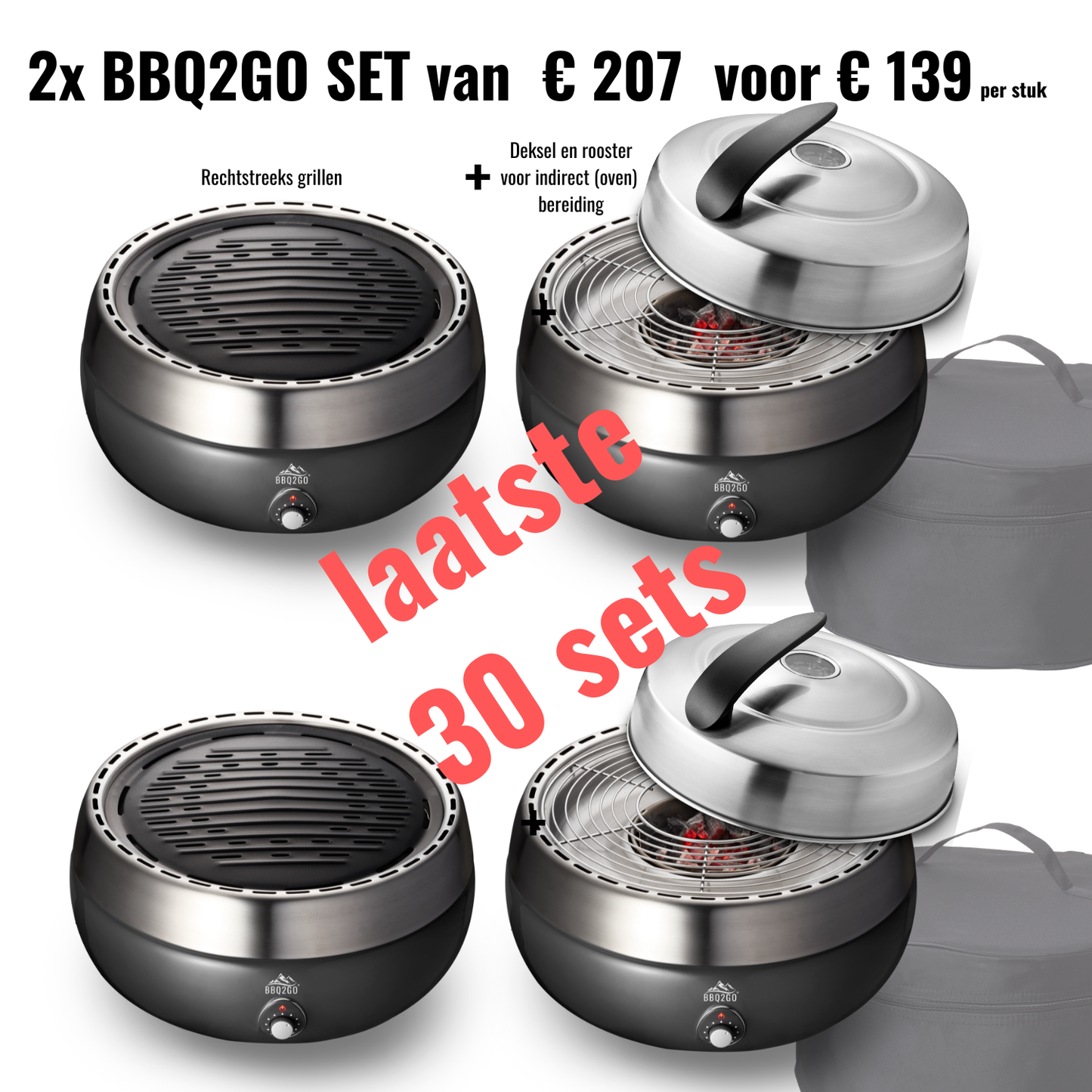 2x BBQ2GO met Deksel